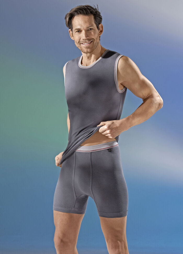 Pfeilring, driepack spiershirts gemaakt van fijne rib, grafiet 