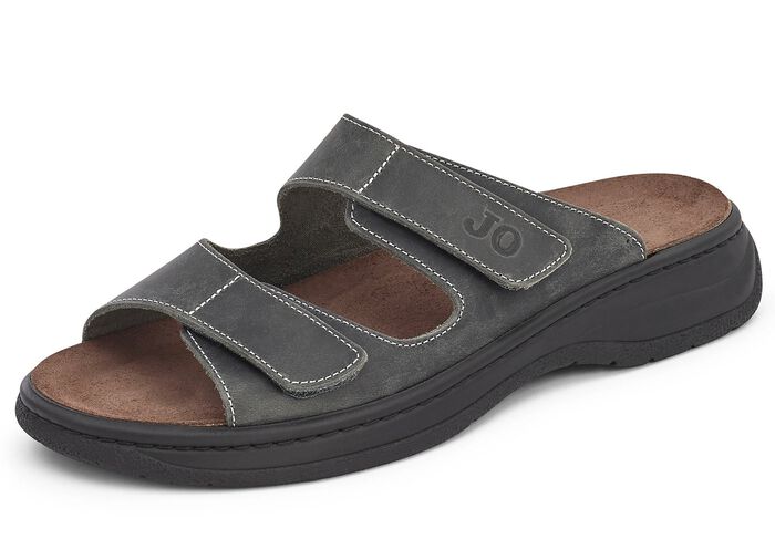 Muiltjes gemaakt van rundleer met een antieke afwerking ANTRACIET