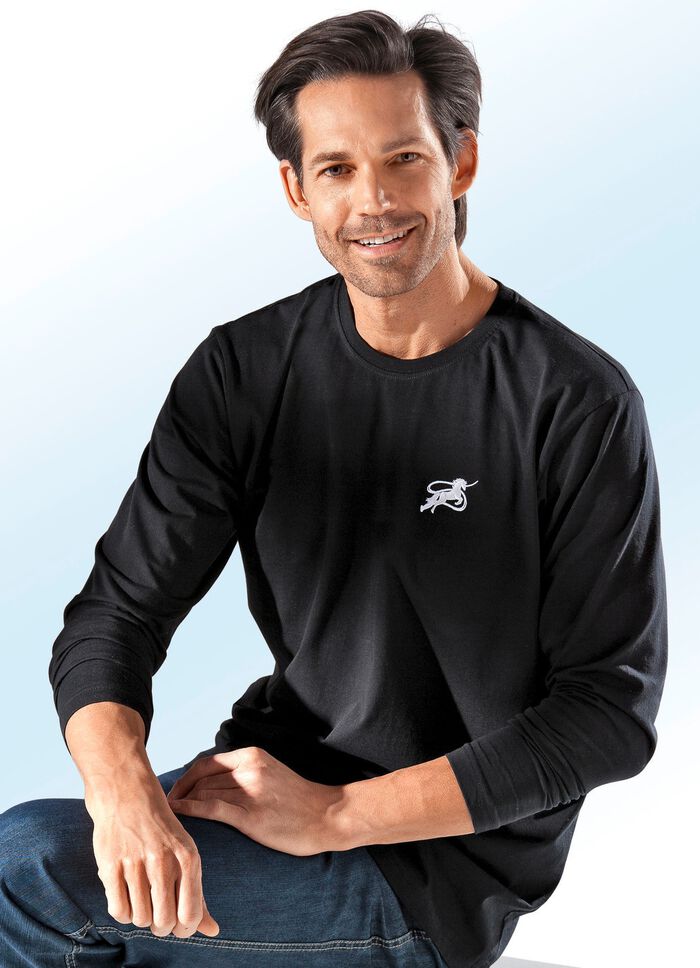 Set van twee overhemden, lange mouwen, met borduurmotief 