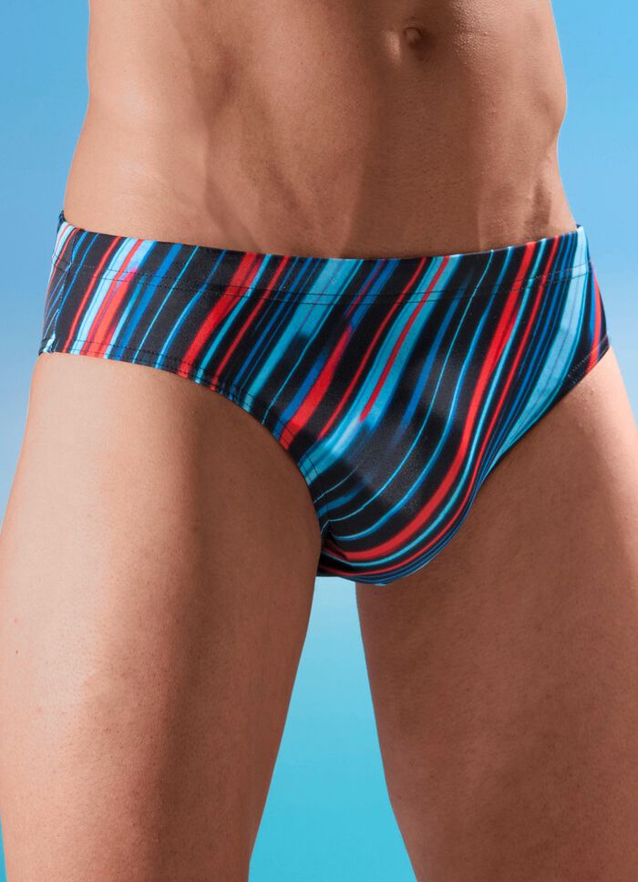 Zwembroek in de vorm van een slip met een all-over dessin 