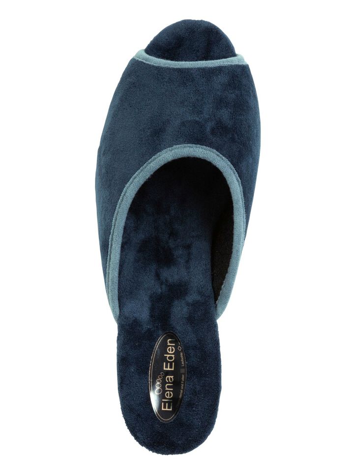 ELENA EDEN fluwelen muiltjes met contrasterende rand BLAUW