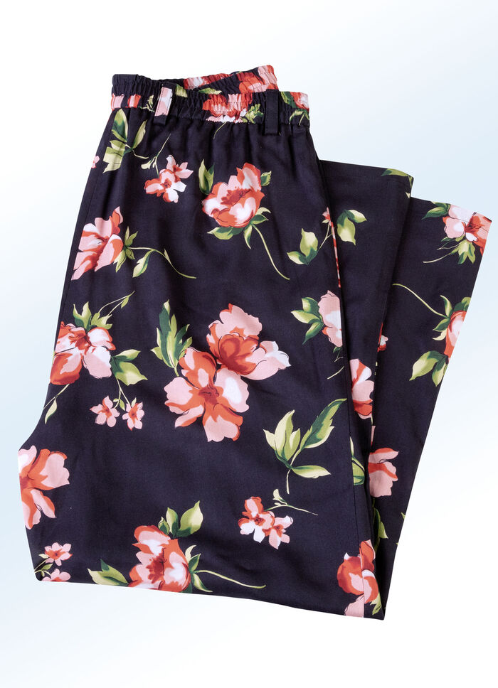 Culottes met een prachtig bloemdessin ZWART-KORAAL