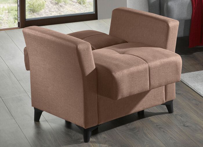 Gezellig gestoffeerd meubel met bedfunctie BEIGE