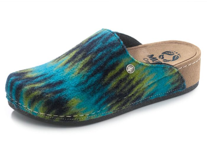 Mubb pantoffels gemaakt van wolvilt BLAUW-MULTICOLOR