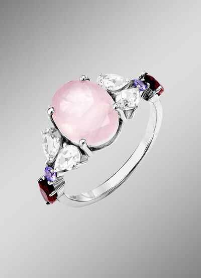 Betoverende damesring met echte edelstenen 