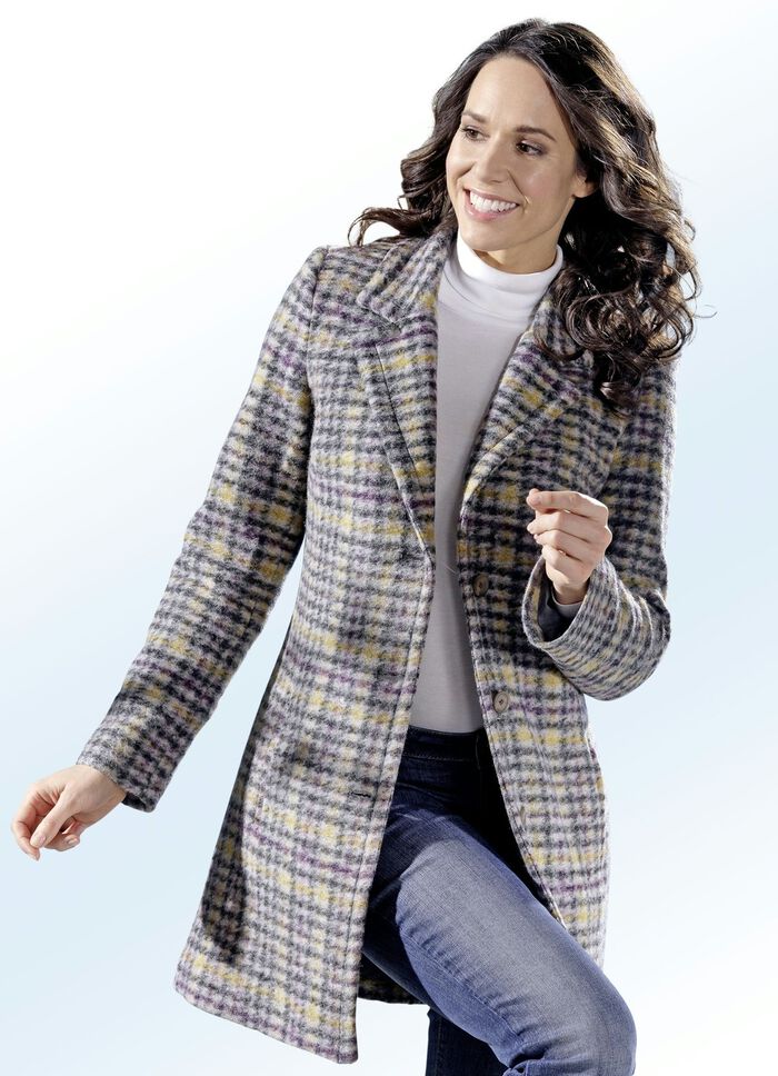 Lange jas met pied-de-poule dessin 