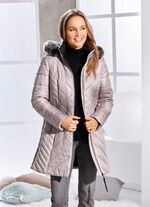 Korte mantel met afneembare kunstbont kraag 