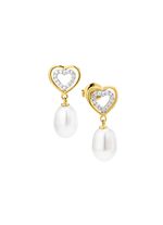 Oorstekers met zoetwaterparels en synthetische zirkonia 