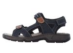 Rieker, klassieke heren trekkingsandalen, gemaakt van leer DONKERBLAUW