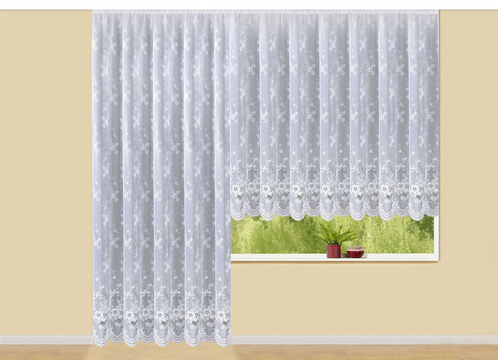 Jaloezie met Plauen borduursel en universeel raillint WEISS