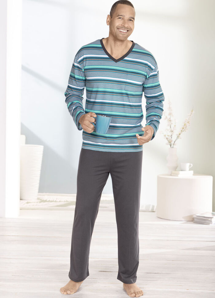 V-hals pyjama met open manchetten 