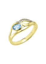 Damesring met blauwe topaas en zirkonia 
