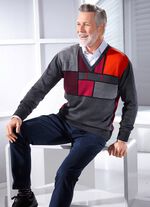 Interessante trui met V-hals en grafisch patroon 