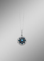 Prachtige hanger met blauwe diamanten en witte diamanten 