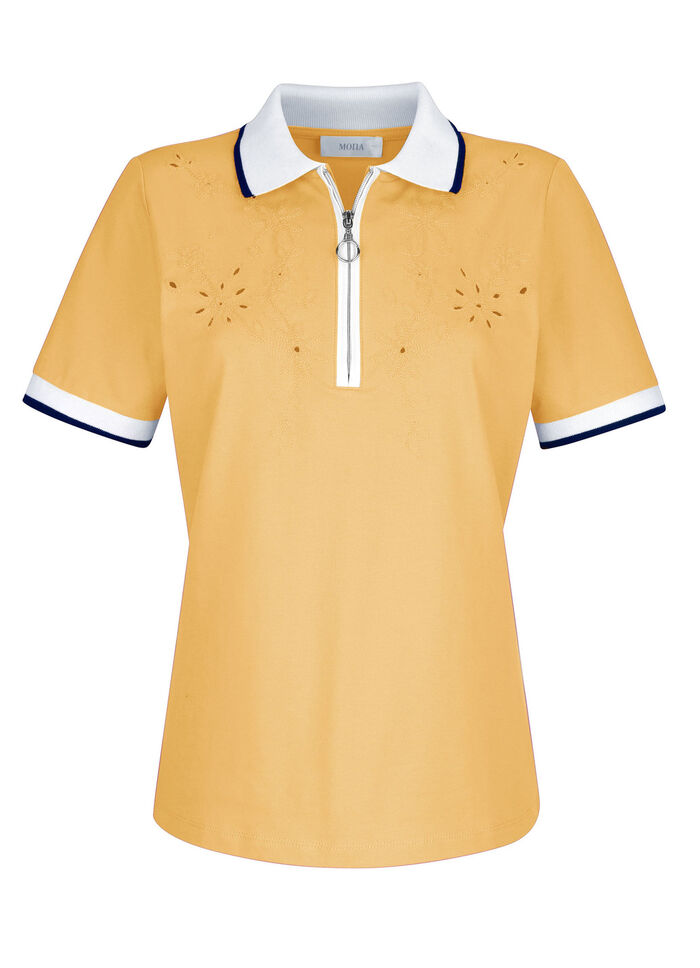 Poloshirt met uitsparingen in 4 kleuren GEEL