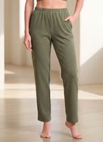 Broek met elastische tailleband rondom 