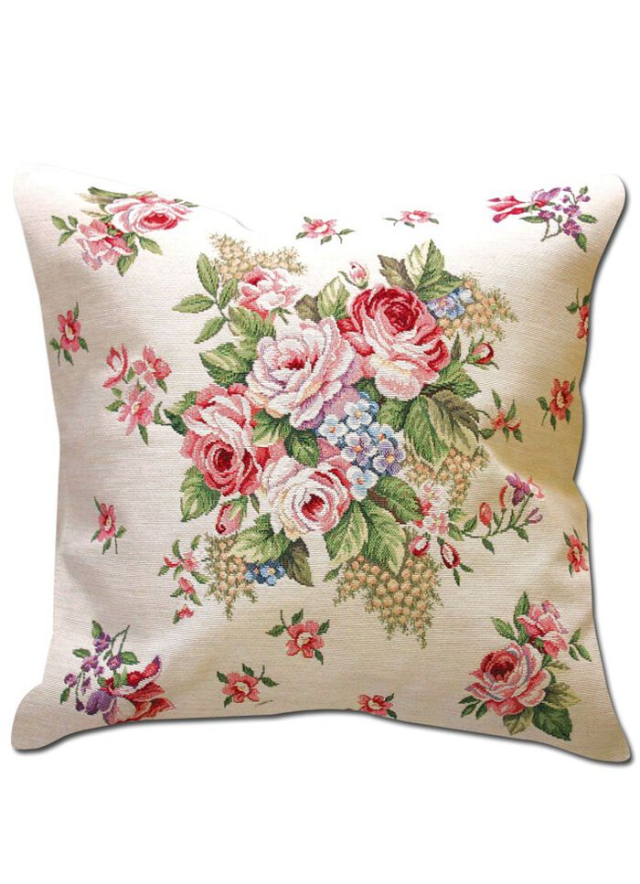 Kussenhoes met bloemmotief 