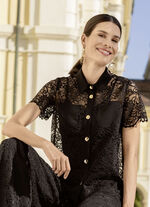 Kanten blouse met overhemdkraag 