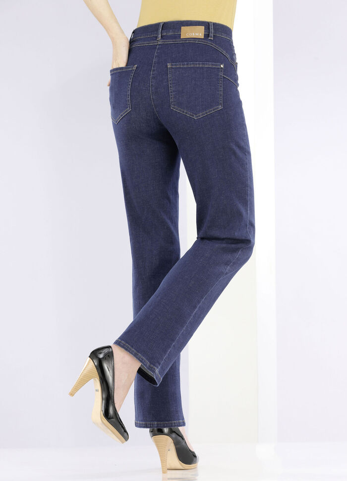 Zeer elastische, figuurstrelende jeans DONKERBLAUW