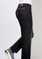 Jeans met elastische taillebandinzetstukken in 3 kleuren ZWART