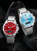Draadloos herenhorloge met functies in turquoise
 