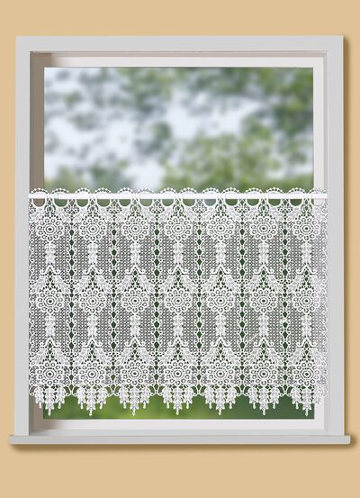 Kort gordijn in macram&eacute;-look 