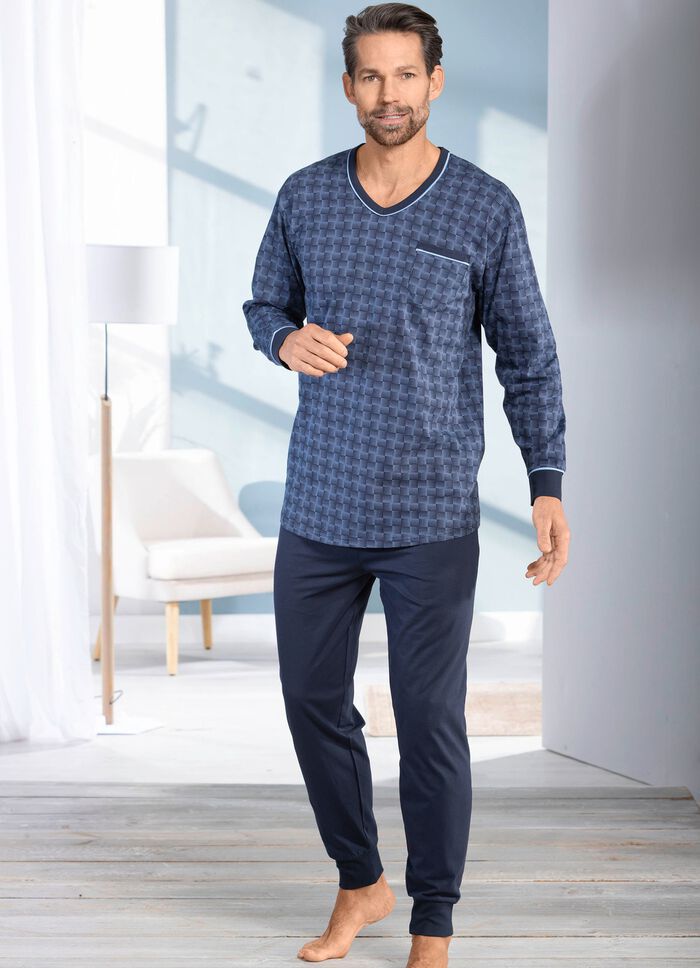 V-hals pyjama met manchetten 