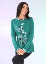 Shirt met contrastprint in 2 kleuren GROENTE