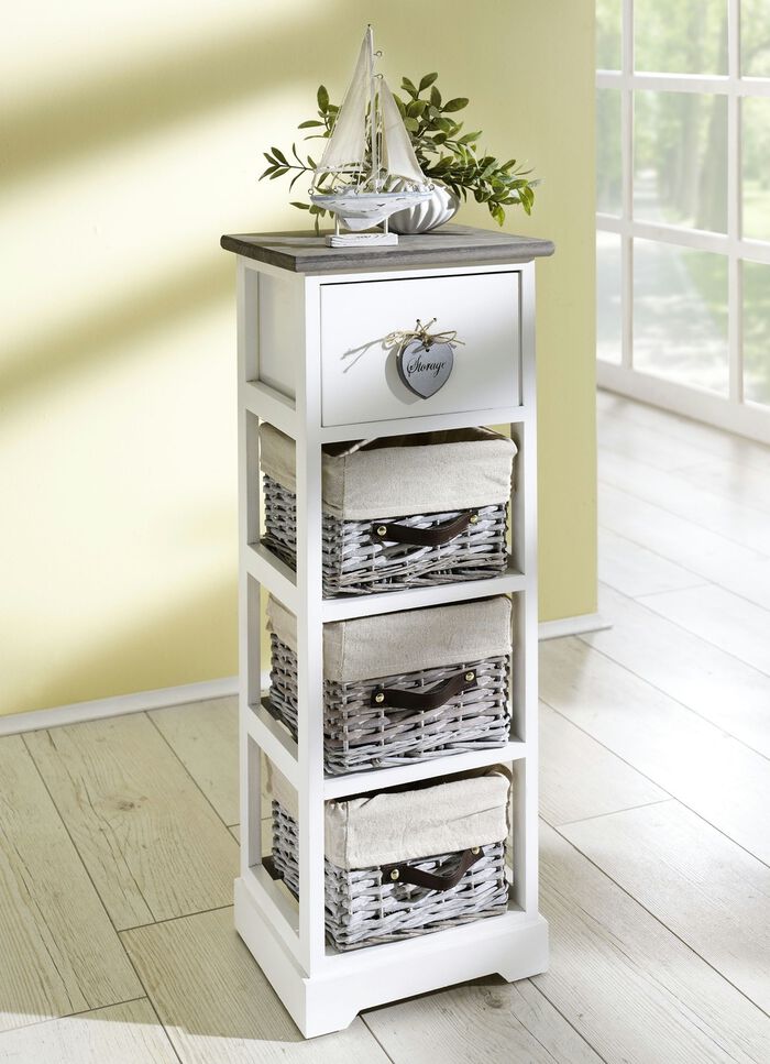 Ladekast van massief hout met gebruikssporen ANTIEK-CREME