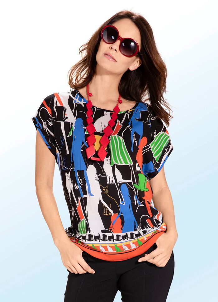 Kleurrijke tuniek met kattenmotief 