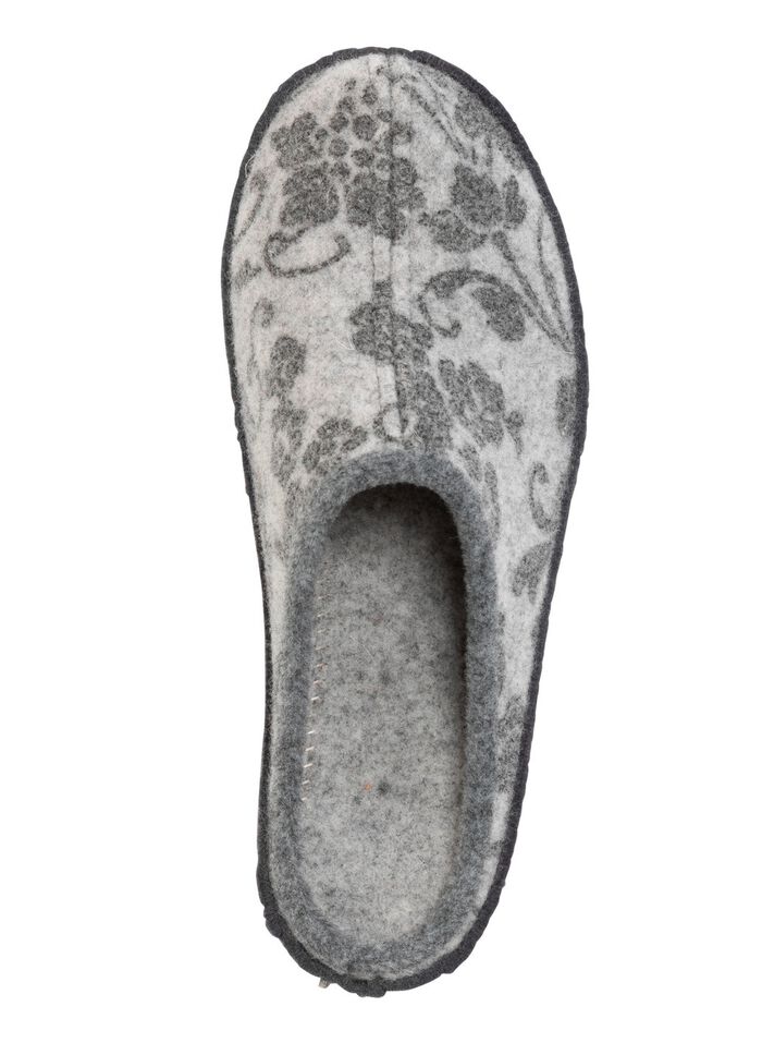 Pantoffels van wolvilt met bloemenprint GRIJS