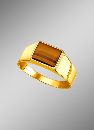 Zware herenring met echt tijgeroog 