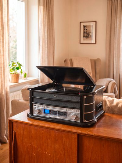 Nostalgische stereo-installatie met directe mp3-opnamefunctie 