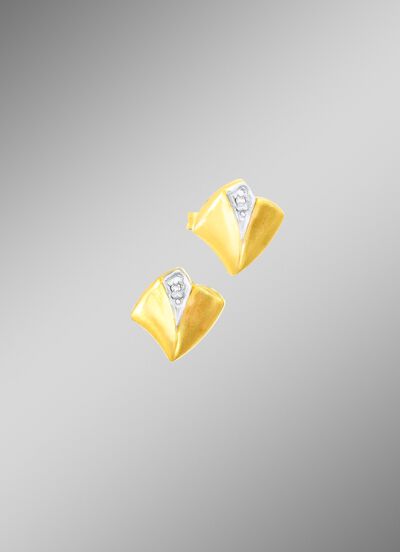 Chique bicolor oorknopjes met diamanten 