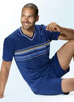 Shortama met V-hals en ringmotief voorzijde 