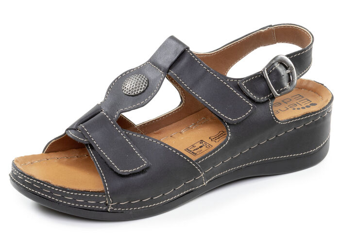 ELENA EDEN, comfortabele damessandalen, breedte G, met klittenbandsluiting SCHWARZ