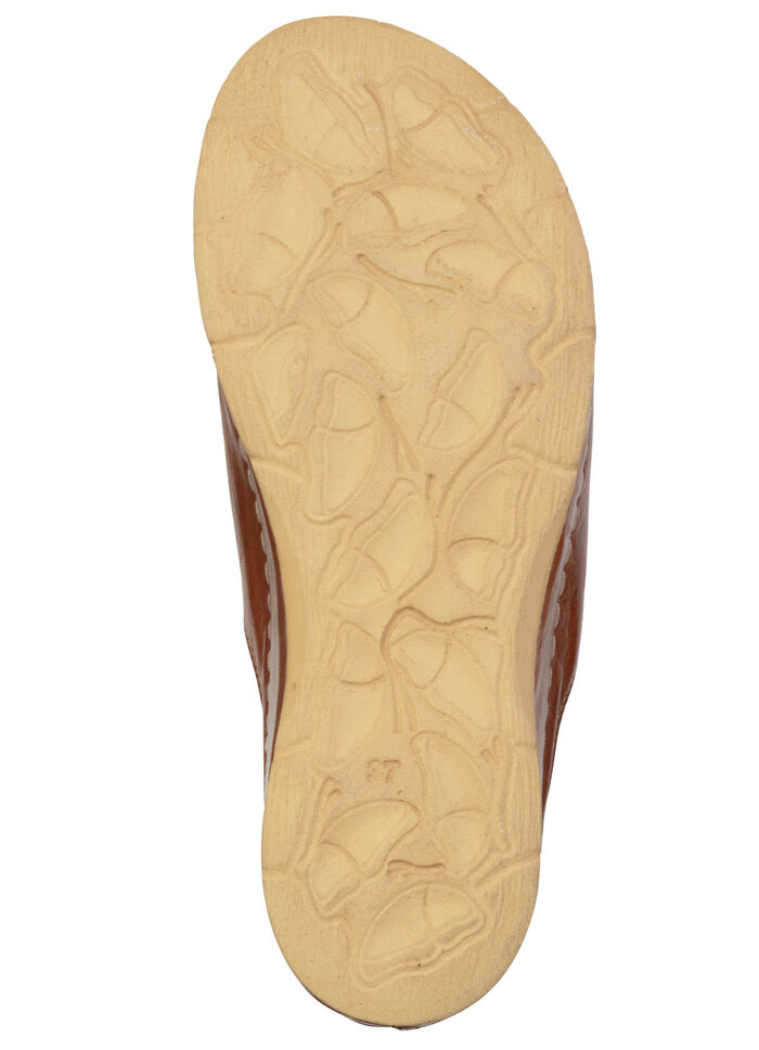 Gemini, trendy damesmuiltjes, breedte G, met elastische band COGNAC