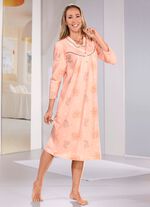 Kuitlang nachthemd met knoopsluiting en lange mouwen 