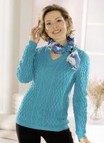 Trui van een structuurmix TURQUOISE