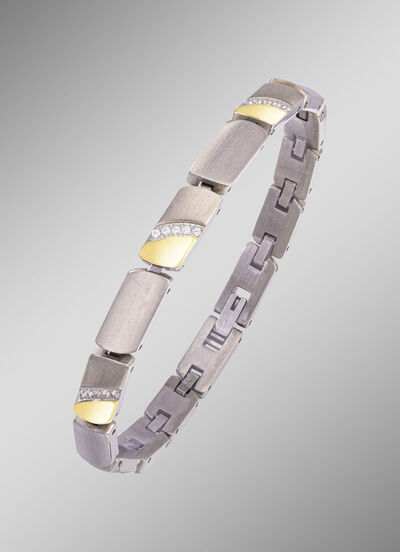 Bicolor armband met synthetische zirkonia 