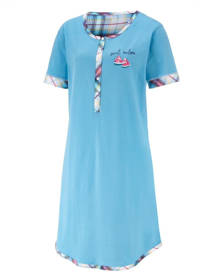 Twee-pack nachthemden van duurzaam katoen met knoopsluiting 