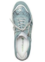 Waldl&auml;ufer, comfortabele dames veterschoenen, breedte H, met uitneembaar voetbed BLAUW MATZILVER