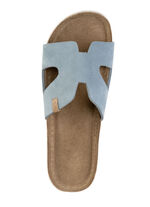 ELENA EDEN, zomerse damesmuiltjes van leer BLAUW