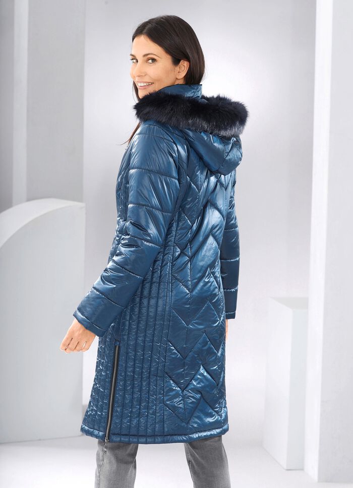 Jas met figuurflatterend quiltwerk in de lengte AZUURBLAUW