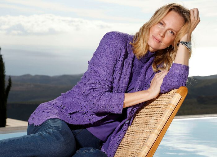 Blazer met gebloemde kanten rand 