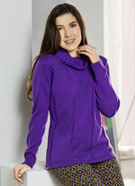 Pullover met een elastische, longitudinale look PAARS