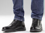 GINO GALANTE, gevoerde herenlaarzen, winterschoenen, met rits ZWART