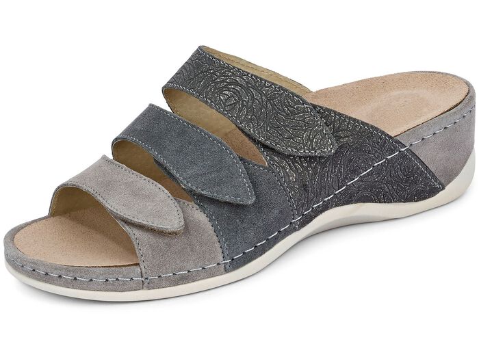 Mubb, comfortabele damesmuiltjes, breedte H, met uitneembaar voetbed GRIJS