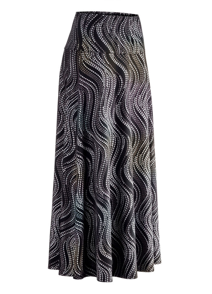 Rok met elegante glinsterende print ZWART-GRIJS-MULTICOLOR