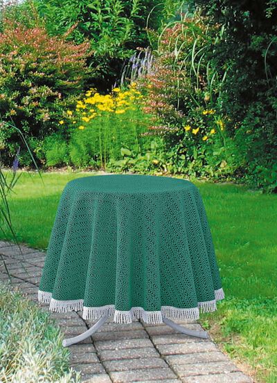 Wind- en weerbestendig tuintafelkleed met franjes aan de randen 